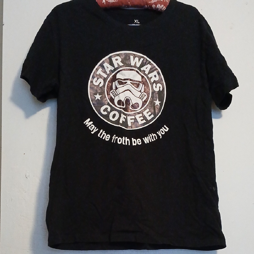 Star Wars Coffee 'May the froth be with you' mens shirt XL